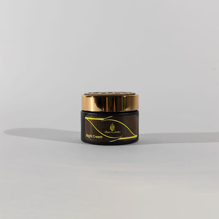 Luxurious Argan Night Facial Cream in an elegant jar, perfect for deeply moisturizing and rejuvenating the skin overnight, leaving it smooth and radiant by morning.
